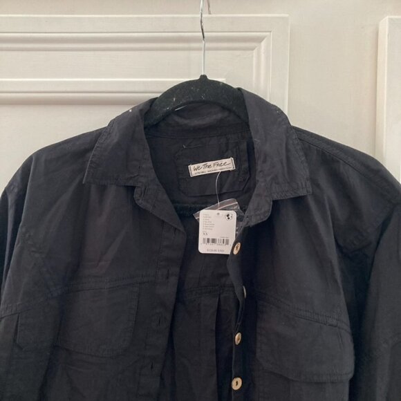 NWT We The Free FP Poppy Maxi Shirt Long Sleeve Black Sz XS - Picture 2 of 6